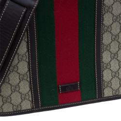 Gucci Brown GG Supreme Coated Canvas and Leather Web Detail Messenger Bag