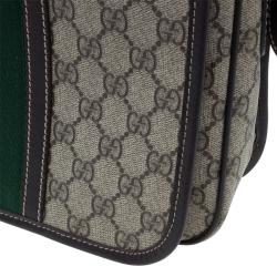 Gucci Brown GG Supreme Coated Canvas and Leather Web Detail Messenger Bag