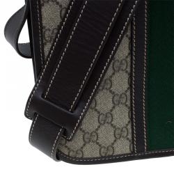 Gucci Brown GG Supreme Coated Canvas and Leather Web Detail Messenger Bag