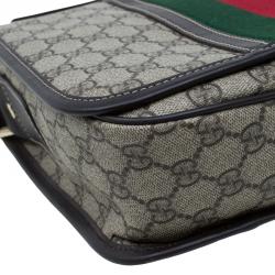Gucci Brown GG Supreme Coated Canvas and Leather Web Detail Messenger Bag