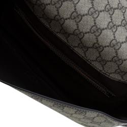 Gucci Brown GG Supreme Coated Canvas and Leather Web Detail Messenger Bag