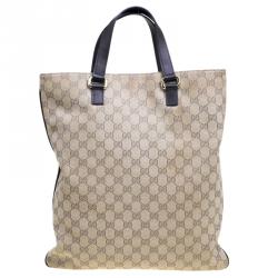 Pre Owned Gucci Beige GG Canvas Portfolio Shopper Tote