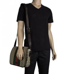 مملوكة مسبقًا Gucci Beige/Brown GG Supreme Canvas Web Messenger Bag