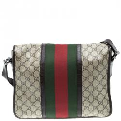 مملوكة مسبقًا Gucci Beige/Brown GG Supreme Canvas Web Messenger Bag