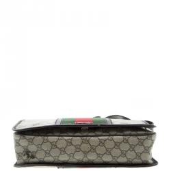 مملوكة مسبقًا Gucci Beige/Brown GG Supreme Canvas Web Messenger Bag