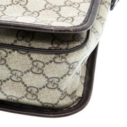مملوكة مسبقًا Gucci Beige/Brown GG Supreme Canvas Web Messenger Bag
