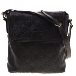 Gucci Dark Brown Guccissima Leather Messenger Bag
