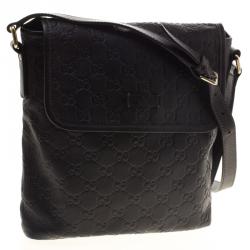 Gucci Dark Brown Guccissima Leather Messenger Bag
