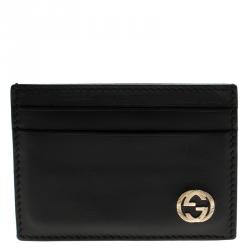 Gucci Black Leather GG Logo Card Holder