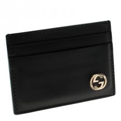 Gucci Black Leather GG Logo Card Holder