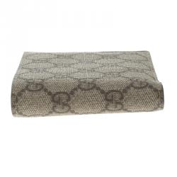 Pre Owned Gucci Beige GG Supreme Canvas Bi Fold Wallet