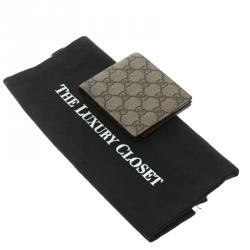 Pre Owned Gucci Beige GG Supreme Canvas Bi Fold Wallet