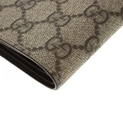 Pre Owned Gucci Beige GG Supreme Canvas Bi Fold Wallet