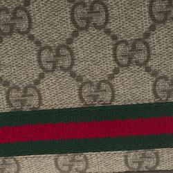 Gucci Beige GG Supreme Canvas Web Bi Fold Wallet