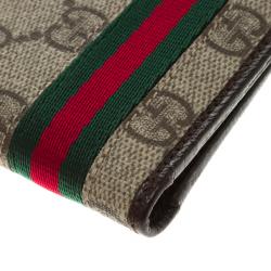 Gucci Beige GG Supreme Canvas Web Bi Fold Wallet
