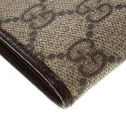 Gucci Beige GG Supreme Canvas Web Bi Fold Wallet