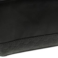 Gucci Black Leather Micro Guccissima  Trim Bi-Fold Wallet
