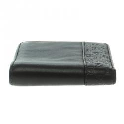 Gucci Black Leather Micro Guccissima  Trim Bi-Fold Wallet