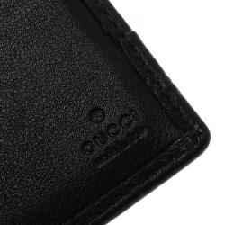 Gucci Black Leather Micro Guccissima  Trim Bi-Fold Wallet