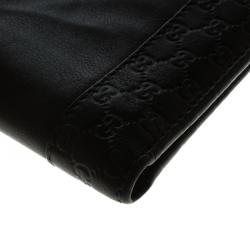 Gucci Black Leather Micro Guccissima  Trim Bi-Fold Wallet