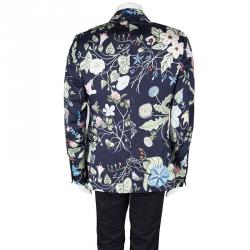 Pre Owned Kris Knight For Gucci Navy Blue Floral Printed Silk Jacket XXXL