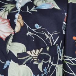 Pre Owned Kris Knight For Gucci Navy Blue Floral Printed Silk Jacket XXXL
