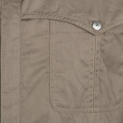 Gucci Khaki Cotton Zip Front Long Sleeve Shirt XL
