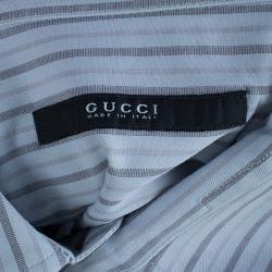 Gucci Men's Grey Striped Shirt S