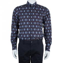 Gucci Men's Diagonal Link Fitted Cotton Shirt M