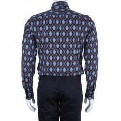 Gucci Men's Diagonal Link Fitted Cotton Shirt M
