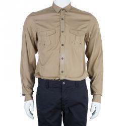 Pre Owned Gucci Men's Beige Cotton Shirt S
