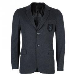 Gucci Men's Grey Crest Detail Blazer S