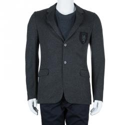 Gucci Men's Grey Crest Detail Blazer S