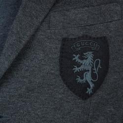 Gucci Men's Grey Crest Detail Blazer S