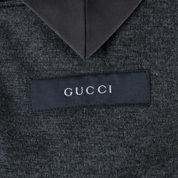 Gucci Men's Grey Crest Detail Blazer S
