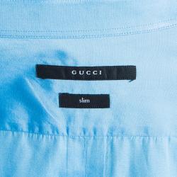 Gucci Men's Blue Cotton Shirt M