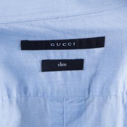 Gucci Men's Blue Slim Cotton Shirt M