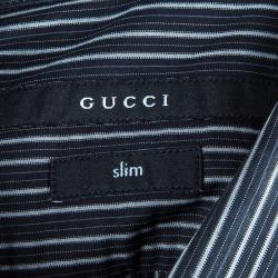 Gucci Men's Black Striped Slim Fit Shirt M