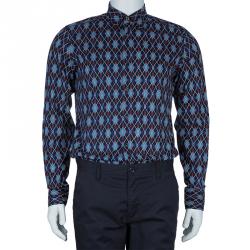 Gucci Men's Diagonal Link Fitted Cotton Shirt  M