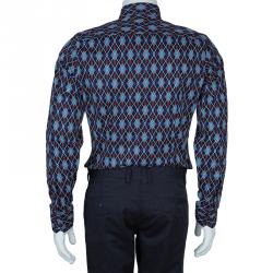 Gucci Men's Diagonal Link Fitted Cotton Shirt  M