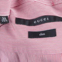 Gucci Men's  Red and White Striped Shirt S