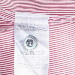 Gucci Men's  Red and White Striped Shirt S