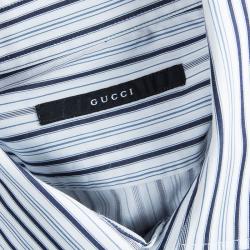 Gucci Men's  Navy Striped Shirt M