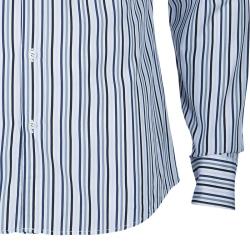 Gucci Men's White and Blue Striped Shirt M