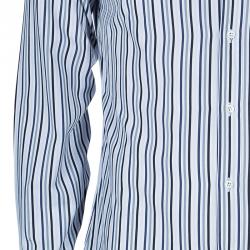 Gucci Men's White and Blue Striped Shirt M