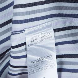 Gucci Men's White and Blue Striped Shirt M