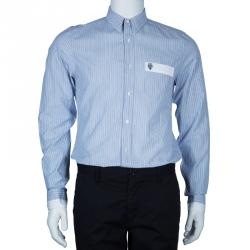 Gucci Men's  Blue Striped Shirt M