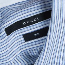 Gucci Men's  Blue Striped Shirt M