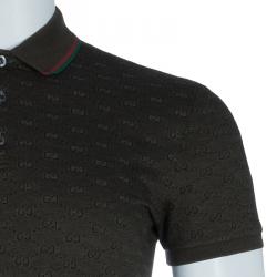 Gucci Men's Olive Green GG Polo Shirt S/M