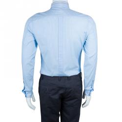 Pre Owned Gucci Blue Checked Long Sleeve Buttondown Slim Fit Cotton Shirt S